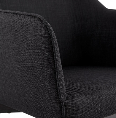 Scaun dining negru tapitat Takion Premium, material textil / picioare negre lemn masiv, AC01250BL - Kokoon [6]