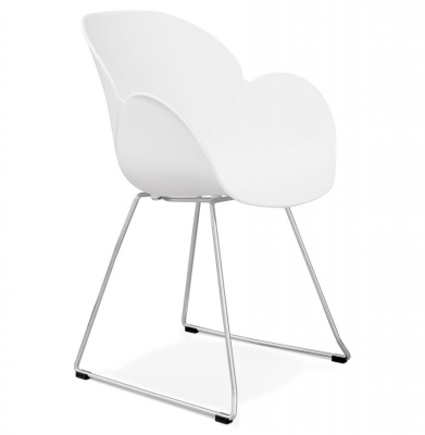 Scaune - Scaun modern alb Testa premium, polipropilena / picioare subtiri otel crom, AC01410WH - Kokoon