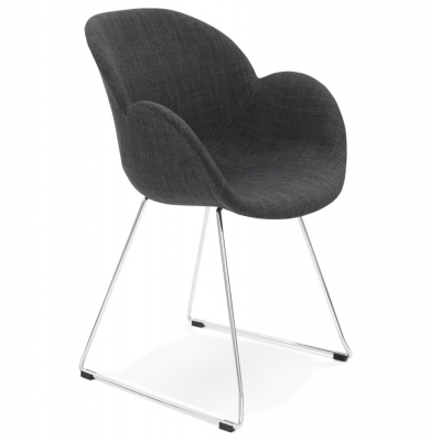 Scaune - Scaun design living Texina premium material textil negru / otel crom, AC01430DG - Kokoon