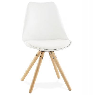 Scaune - Scaun alb Tolik Premium stil scandinav, polipropilena / piele ecologica, picioare lemn masiv, CH01240WHWH - Kokoon