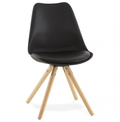 Scaune - Scaun dining negru Tolik Premium stil scandinav, polipropilena / piele ecologica, picioare lemn masiv, CH01250BLBL - Kokoon