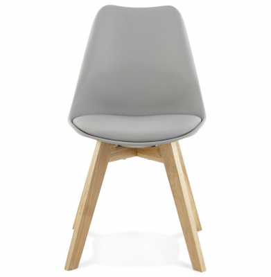 Scaun modern gri Tolik Premium stil scandinav, polipropilena / piele ecologica, picioare lemn masiv, CH01260GRGR - Kokoon [1]