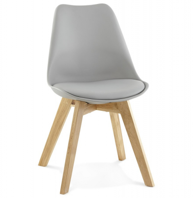 Scaune - Scaun modern gri Tolik Premium stil scandinav, polipropilena / piele ecologica, picioare lemn masiv, CH01260GRGR - Kokoon