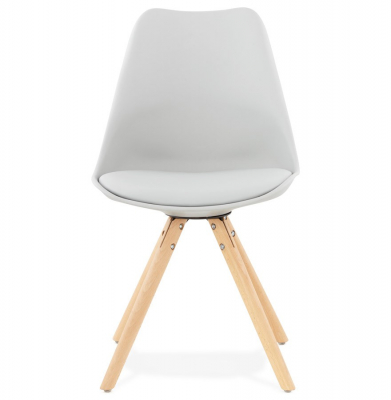 Scaun modern dining gri Tolik Premium stil scandinav, polipropilena / piele ecologica, picioare lemn masiv, CH01270GRGR - Kokoon [1]