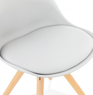 Scaun modern dining gri Tolik Premium stil scandinav, polipropilena / piele ecologica, picioare lemn masiv, CH01270GRGR - Kokoon [5]