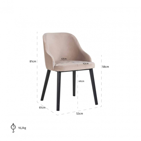 Scaun Twiggy catifea kaki (Quartz Khaki 903), S4563 KHAKI VELVET - Richmond Interiors [4]
