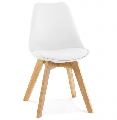 Scaune - Scaun modern alb Tylik Premium stil scandinav, polipropilena / piele ecologica, picioare lemn masiv, CH01390WHWH - Kokoon