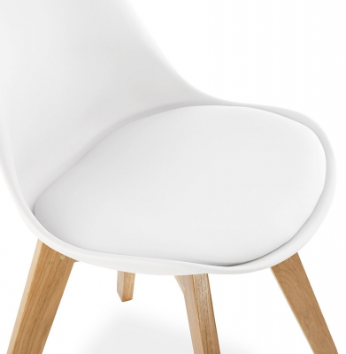 Scaun modern alb Tylik Premium stil scandinav, polipropilena / piele ecologica, picioare lemn masiv, CH01390WHWH - Kokoon [5]