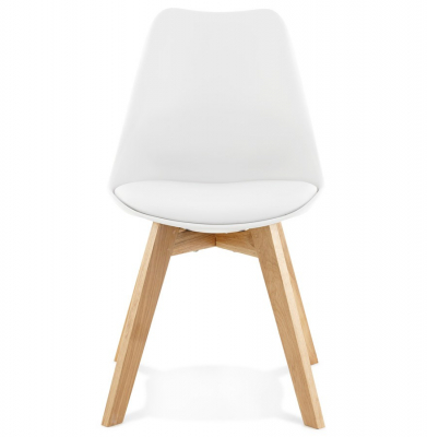 Scaun modern alb Tylik Premium stil scandinav, polipropilena / piele ecologica, picioare lemn masiv, CH01390WHWH - Kokoon [1]