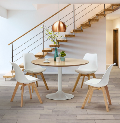 Scaun modern alb Tylik Premium stil scandinav, polipropilena / piele ecologica, picioare lemn masiv, CH01390WHWH - Kokoon [13]