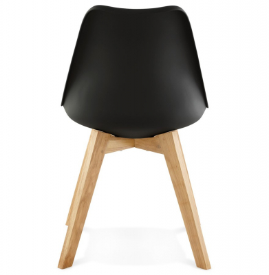 Scaun dining negru Tylik Premium, stil scandinav fara brate, polipropilena / piele ecologica, picioare lemn masiv, CH01400BLBL - Kokoon [4]