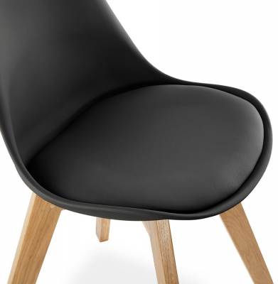 Scaun dining negru Tylik Premium, stil scandinav fara brate, polipropilena / piele ecologica, picioare lemn masiv, CH01400BLBL - Kokoon [5]