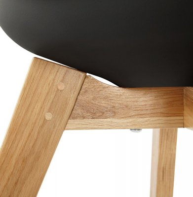 Scaun dining negru Tylik Premium, stil scandinav fara brate, polipropilena / piele ecologica, picioare lemn masiv, CH01400BLBL - Kokoon [8]