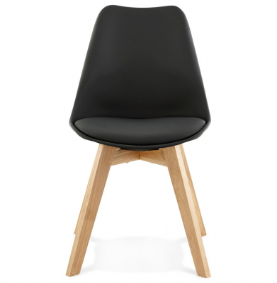 Scaun dining negru Tylik Premium, stil scandinav fara brate, polipropilena / piele ecologica, picioare lemn masiv, CH01400BLBL - Kokoon [1]