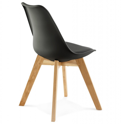 Scaun dining negru Tylik Premium, stil scandinav fara brate, polipropilena / piele ecologica, picioare lemn masiv, CH01400BLBL - Kokoon [3]