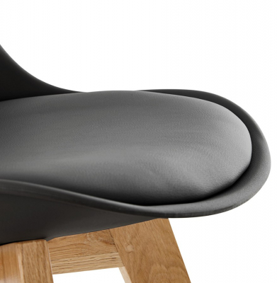 Scaun dining negru Tylik Premium, stil scandinav fara brate, polipropilena / piele ecologica, picioare lemn masiv, CH01400BLBL - Kokoon [6]