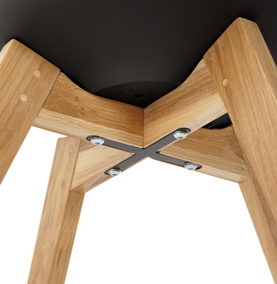 Scaun dining negru Tylik Premium, stil scandinav fara brate, polipropilena / piele ecologica, picioare lemn masiv, CH01400BLBL - Kokoon [9]