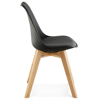 Scaun dining negru Tylik Premium, stil scandinav fara brate, polipropilena / piele ecologica, picioare lemn masiv, CH01400BLBL - Kokoon [2]