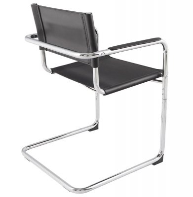 Scaun birou Welcome negru fix, piele ecologica premium / baza metal crom, AC00180BL - Kokoon [3]