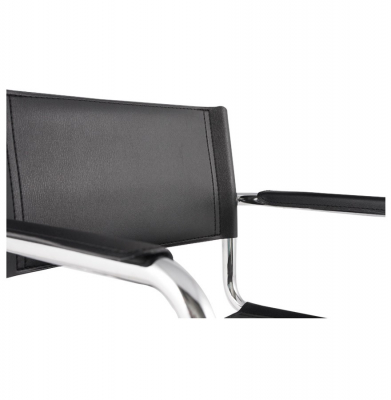 Scaun birou Welcome negru fix, piele ecologica premium / baza metal crom, AC00180BL - Kokoon [4]
