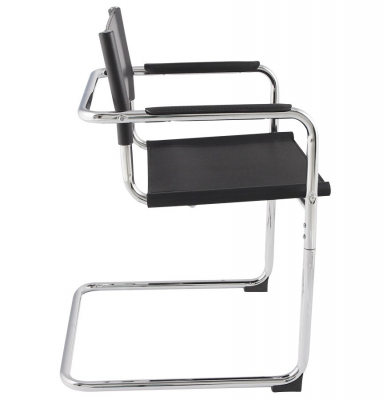 Scaun birou Welcome negru fix, piele ecologica premium / baza metal crom, AC00180BL - Kokoon [2]