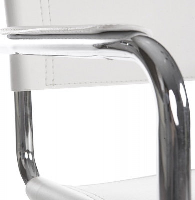 Scaun birou fix Welcome alb, piele ecologica premium / baza metal crom, AC00190WH - Kokoon [4]