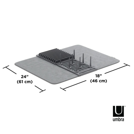 Scurgător de Vase cu Covoraș Udry 47x17x9 cm, Microfibră Gri Deschis - Umbra [5]