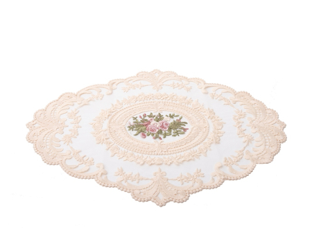 Produse - Șervețel / Față de Masă Brodată Vienna 29x2x40 cm, Alb Finisaj cu Dantelă - SHP