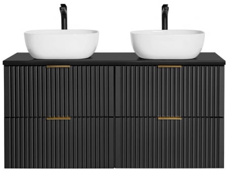 Set 2 Masti + Blat Si 2 Lavoare Aplicate Adel Black 120 CM, MDF Riflat, Culoare Negru - COMAD C129551 [1]