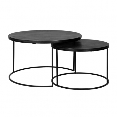 Masute de cafea - Set 2 masute cafea negre Pranis Ø80 cm premium din metal, 825073 - Richmond Interiors