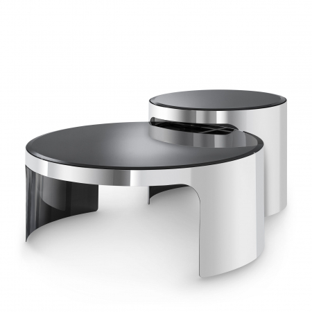 Set 2 masute cafea rotunde Piemonte Ø90/60 cm design lux, crom/cupru | Eichholtz - 113628 [0]