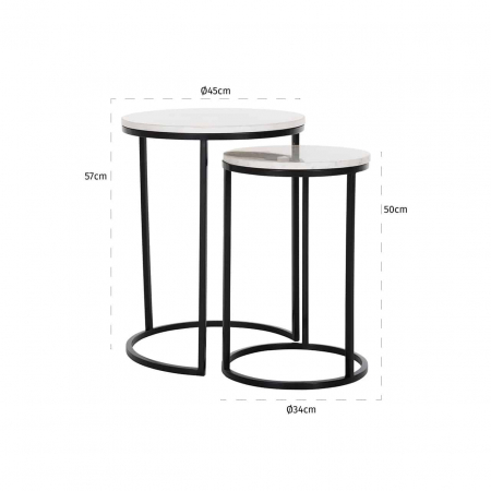 Set 2 masute inalte rotunde marmura emperador maro/alba Zuka premium, picioare negre metal, 7050 - Richmond Interiors [2]