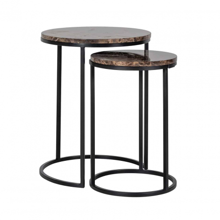 Set 2 masute inalte rotunde marmura emperador maro/alba Zuka premium, picioare negre metal, 7050 - Richmond Interiors [7]