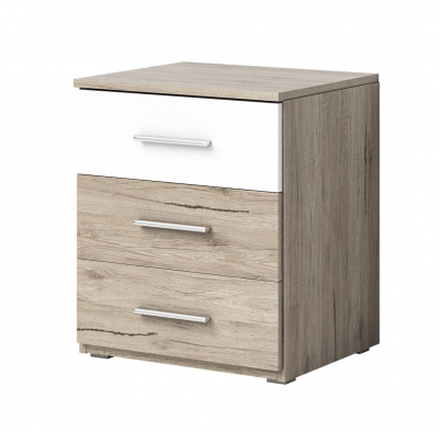 Noptiere si comode - Set 2 noptiere Dema 46 cm, stejar deschis San Remo/alb mat