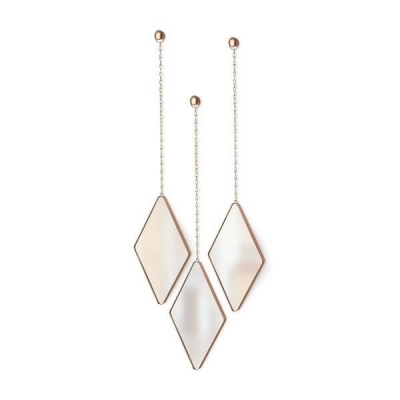 Elemente decor / Decoratiuni - Set 3 oglinzi decorative moderne Zita in forma de romb, cadru metalic diverse culori, 358777-880 - King