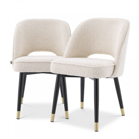 Scaune -   Scaun de dining Cliff bouclé crem set de 2 114650 EICHHOLTZ