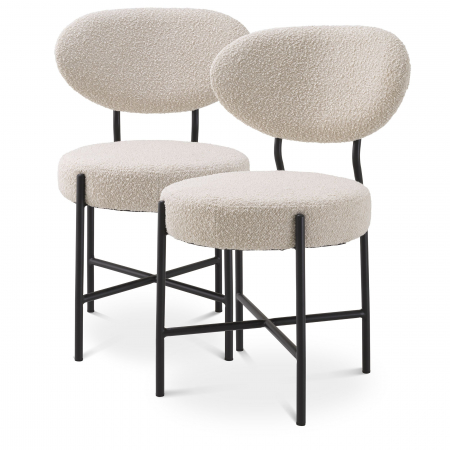Scaune -   Scaun de dining Vicq bouclé crem set de 2 115034 EICHHOLTZ