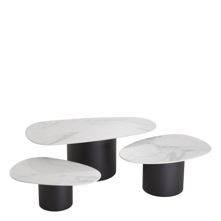 Masute de cafea -   Masa de cafea Zane set de 3 din marmură ceramică albă 115560 EICHHOLTZ