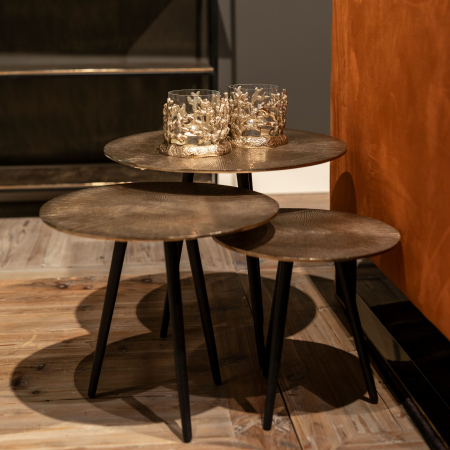 Set 3 masute cafea rotunde negru-auriu Talu, din aluminiu, 825033 - Richmond Interiors [7]