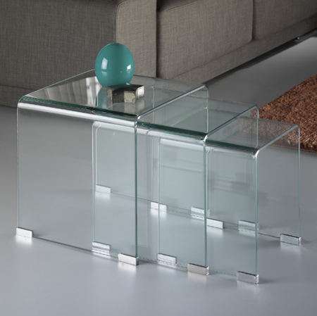 Masute de cafea - Set 3 mese de cafea transparente Remina, din sticla, dimensiuni diferite, 552283 - Schuller