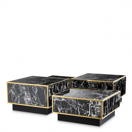 Masute de cafea - Set 4 masute cafea patrate marmura neagra Concordia, design lux | Eichholtz - 110665