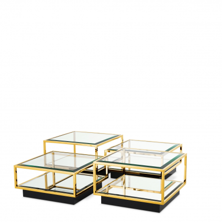 Set 4 masute cafea Tortona design lux, baza otel auriu/argintiu, top sticla | Eichholtz - 111074 [5]