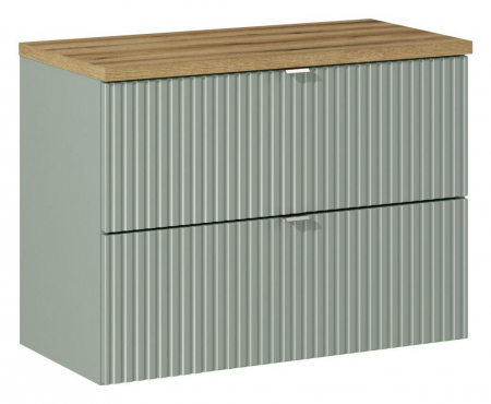 Seturi mobilier baie - Set baie masca cu sertare + blat Line Reed Green 80 cm