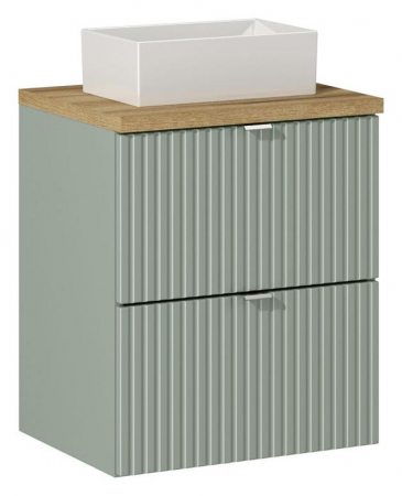 Seturi mobilier baie - Set baie masca cu sertare + blat si lavoar stejar Line Reed Green 50 cm - Comad