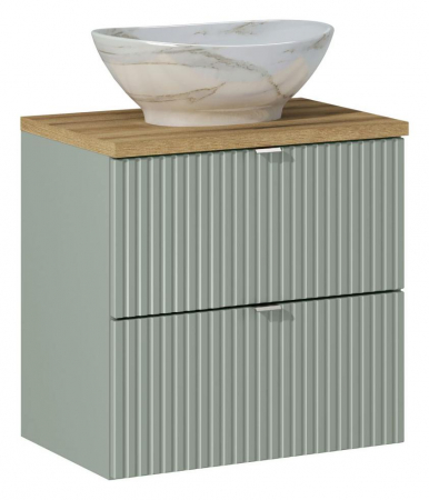Seturi mobilier baie - Set baie masca cu sertar + blat si lavoar Line Reed Green 60 cm