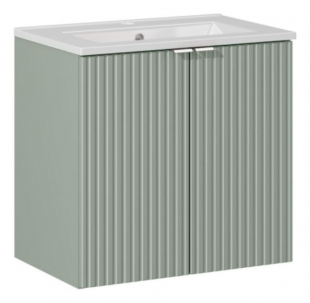 Seturi mobilier baie - Set baie masca cu usi + lavoar Line Reed Green 60 cm - Comad