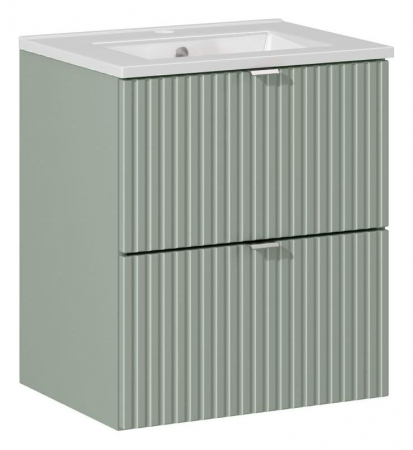 Seturi mobilier baie - Set baie masca cu sertare + lavoar Line Reed Green 50 cm - Comad