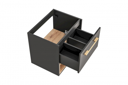 Set baie masca lavoar suspendata si lavoar Borneo Cosmos 60 cm, gri grafit/stejar [4]