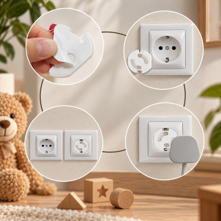 Set de 10 protecții pentru prize Child Protect Buzz 3,2x3,2x3,5 cm, Plastic Alb - SHP [2]