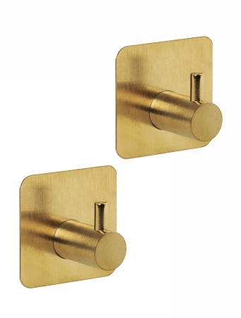 Set de 2 Cârlige Autoadezive Barolo 4,5x2,5x4,5 cm, Metal Auriu Aur Periat - SHP [0]